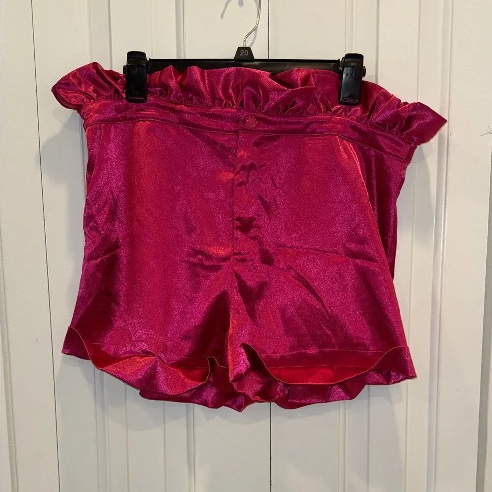 SHEIN Vibrant Pink Satin Blouse